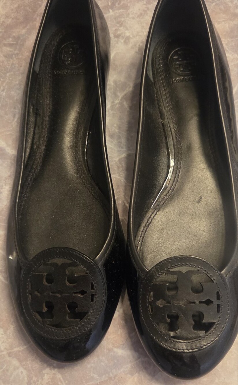 Tory Burch Black Patent Logo Ballet Flats